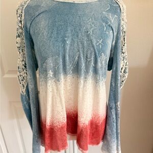 T Party Fashion Blue and White Long Sleeve Blouse